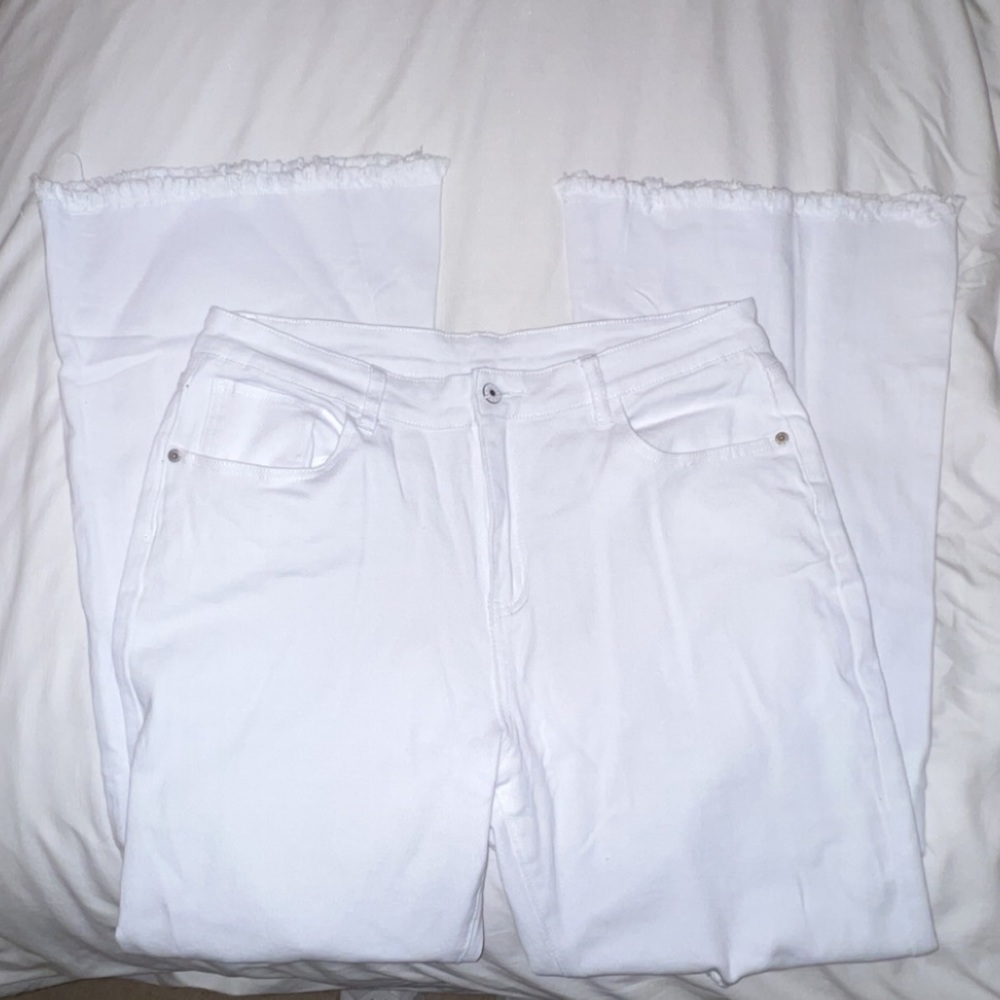 White flare jeans